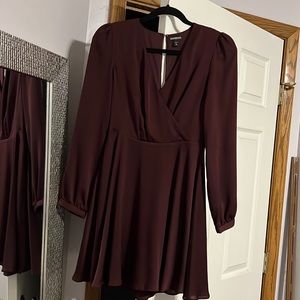 Express, long sleeve maroon/burgundy dress